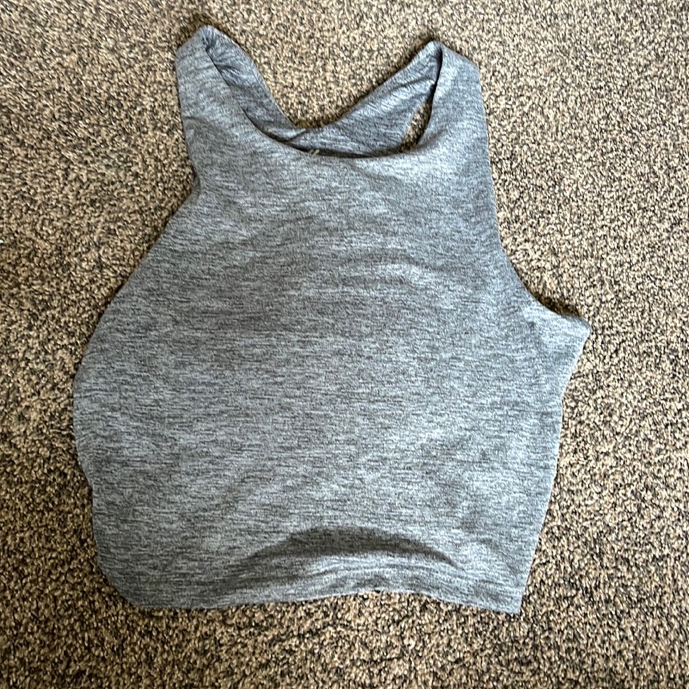 Grey crop top with built in bra